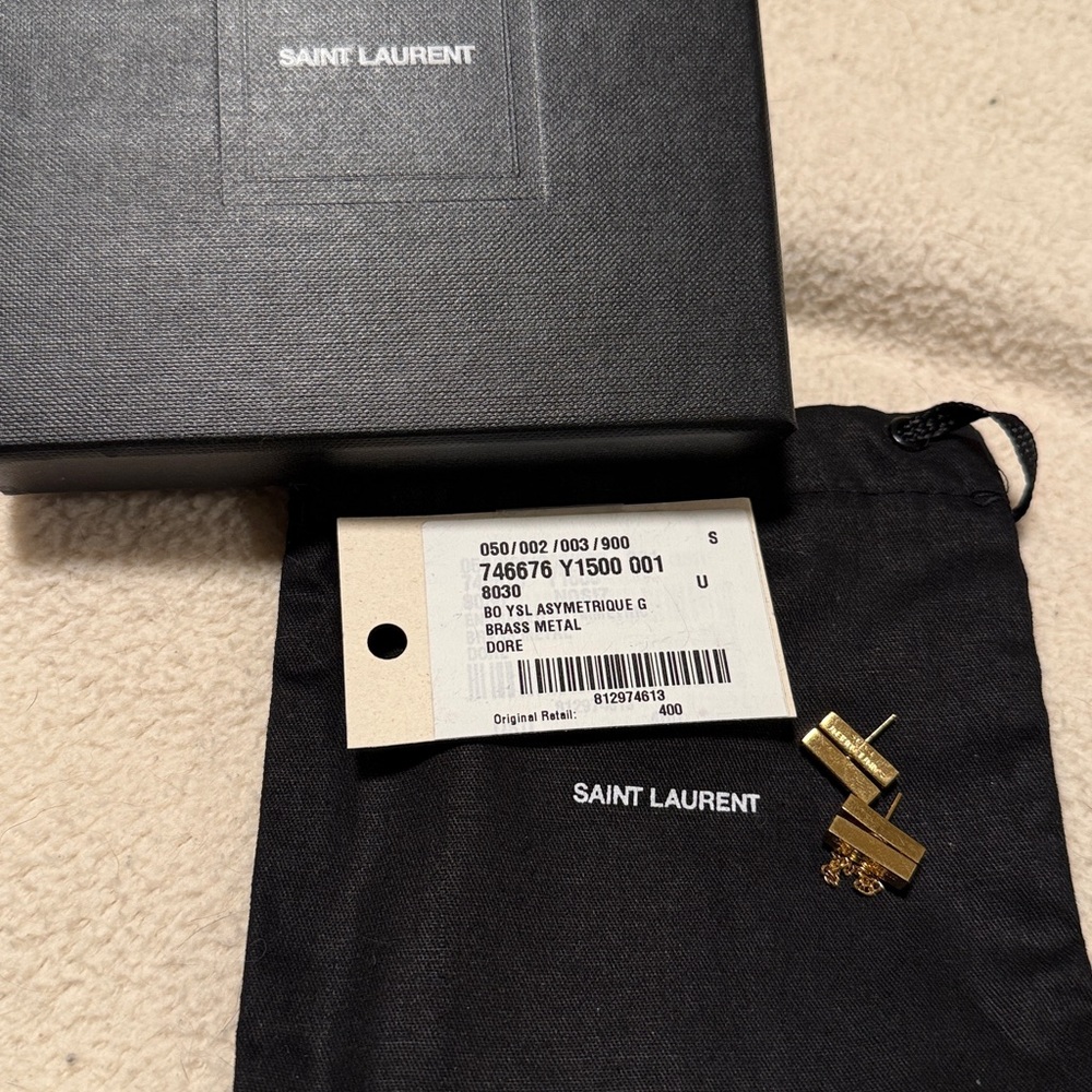 YSL Gold Chain Bar Earrings - Picture 5 of 6